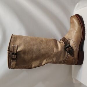Frye Veronica Slouch Tan Leather Tall Distressed Riding Boots (W Size 9.5)